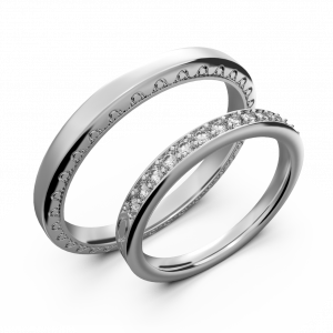 Парные свадебные кольца из белого золота