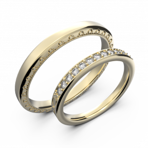 Парные свадебные кольца из желтого золота