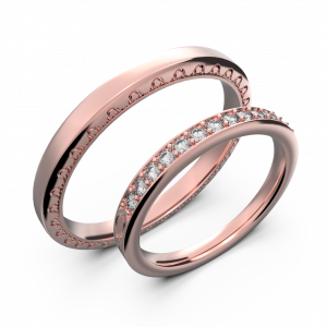 Парные свадебные кольца из розового золота
