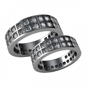 Обручальные кольца с бриллиантами в два ряда