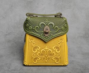 Hand tooled leather purse, 