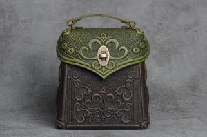 Hand tooled leather purse, 