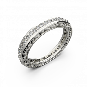 Бриллиантовое обручальное кольцо из белого золота для женщины