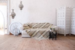 Gray Striped Throw Wool Blanket Heavy Sofa Couch Bed Coverlet Chunky 
