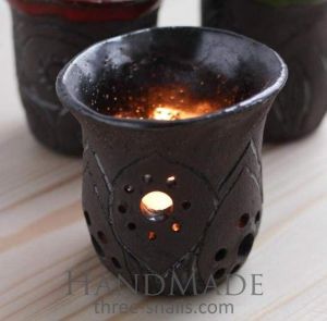 Керамический набор: чашки и подсвечник "Темнота"