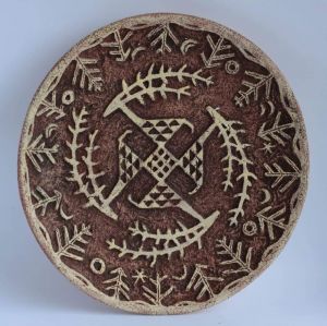 Декоративная керамическая тарелка "Трипольский узор"