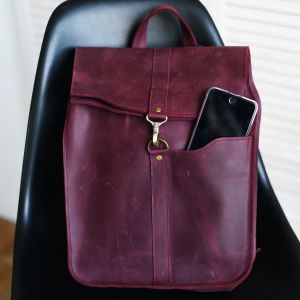 Бордовый кожаный рюкзак 