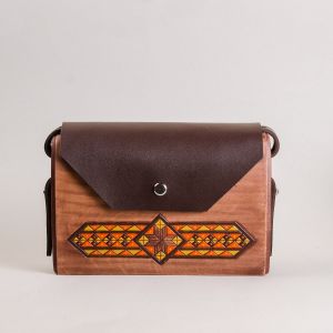 Деревянная сумка из кожи Этно