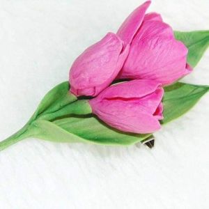 Брошь-цветок "Тюльпаны"
