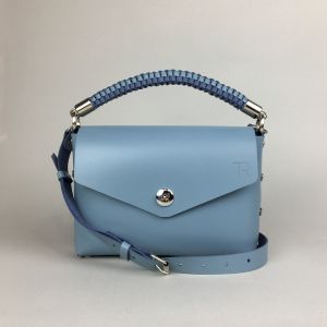 Кожаная мини сумка голубого цвета
