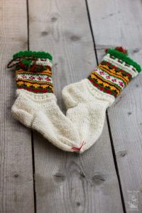 Вязаные шерстяные носки "Праздничные"