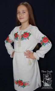 Льняное платье на девочку "Летний цвет"
