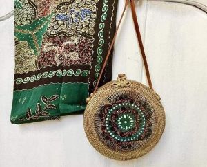 Плетеная сумка ротанг мозаика