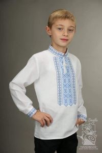 Хлопковая рубашка для мальчика  "Небесная птичка"