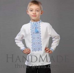 Украинская вышиванка для мальчика  "Лазурно-голубой"